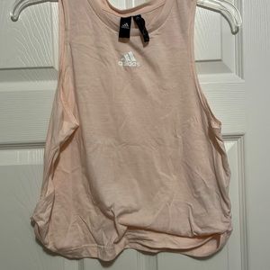 Pink adidas slightly cropped athletic tank top